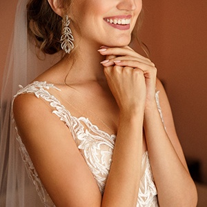 Bride smiling in wedding dress