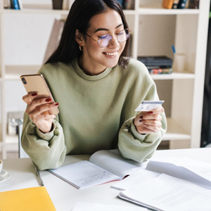 Woman using a credit card