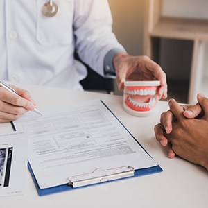 patient at a dental implant consultation