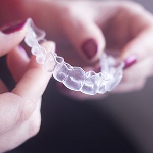 Closeup of clear aligner