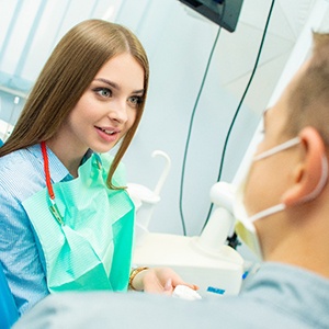 Dentist explaining IV sedation in Tappan to a patient.