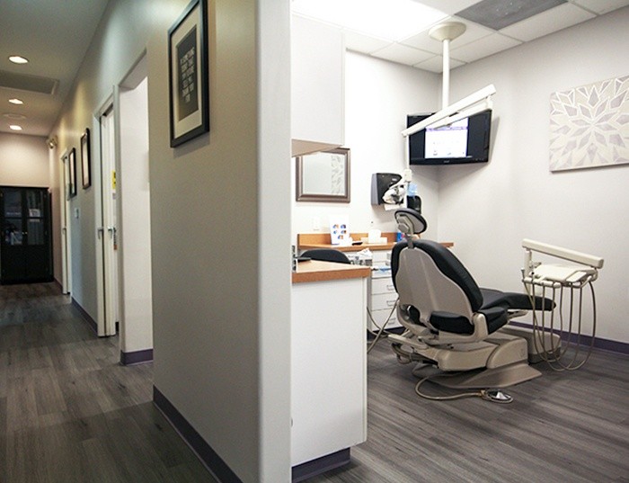 dental exam room and hallway