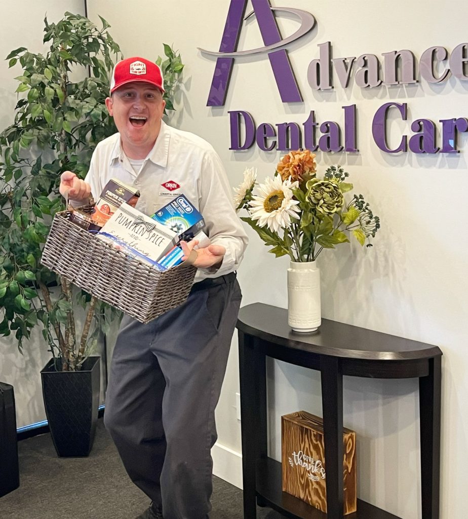 Thanksgiving basket winner at advanced dental care in costa mesa, ca